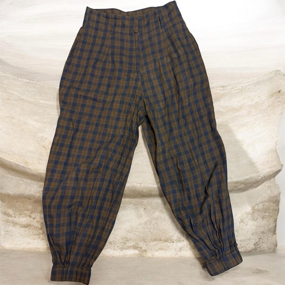 ASOS Pants - ASOS Women’s  Plaid Pants - Brown/ Blue Checkered Barrel Flannel